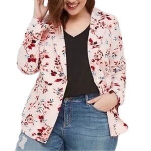 Lane Bryant Pink Floral Open-Front Blazer